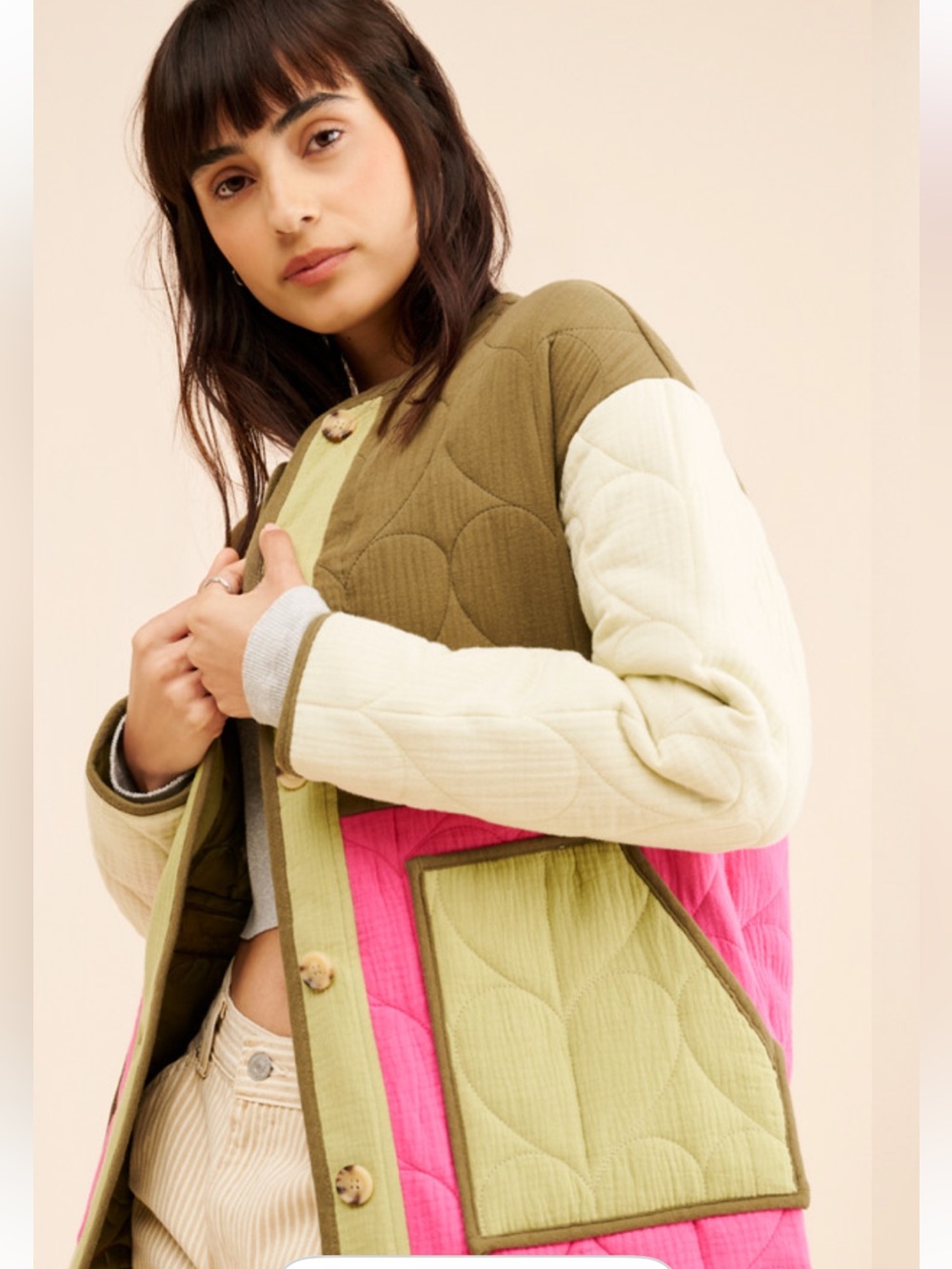 Anthropologie Avec Les Filles Heart quilted jacket Cottagecore women size L